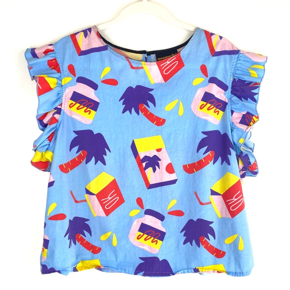 Nooworks Ruffle Top in Snacks Print